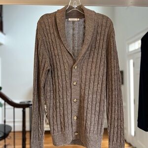 Suitsupply Taupe Cable Knit Cardigan